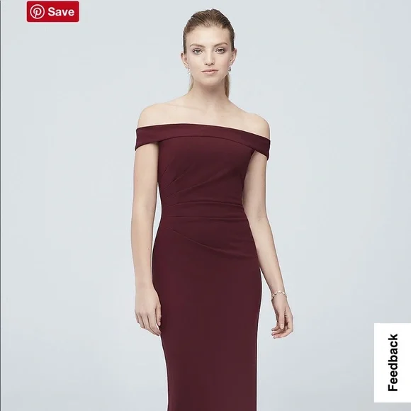 Davids Bridal | DB Studio | Off-the-Shoulder Stretch Crepe Ruched Dress